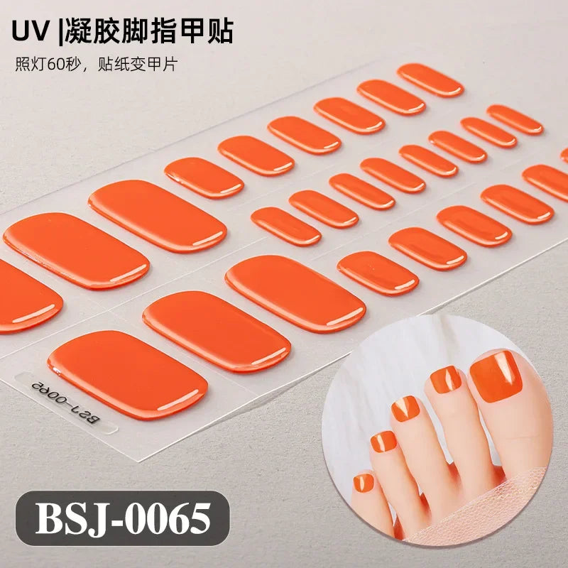 26Tips French Leopard Print UV Gel Toenail Sticker Bronzing Dye Gradient Cross-border Semi Baked Gel Nail Sticker UV Lamp Needed