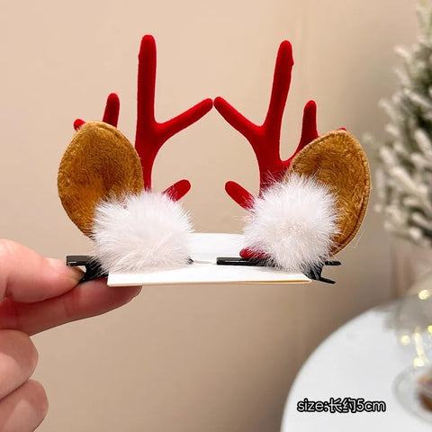 Christmas Hair Accessories 1Pair Cute Cartoon Antler Hair Clips For Women Girls Lovely Hair Ornament Hairpins Barrettes Hairgrip