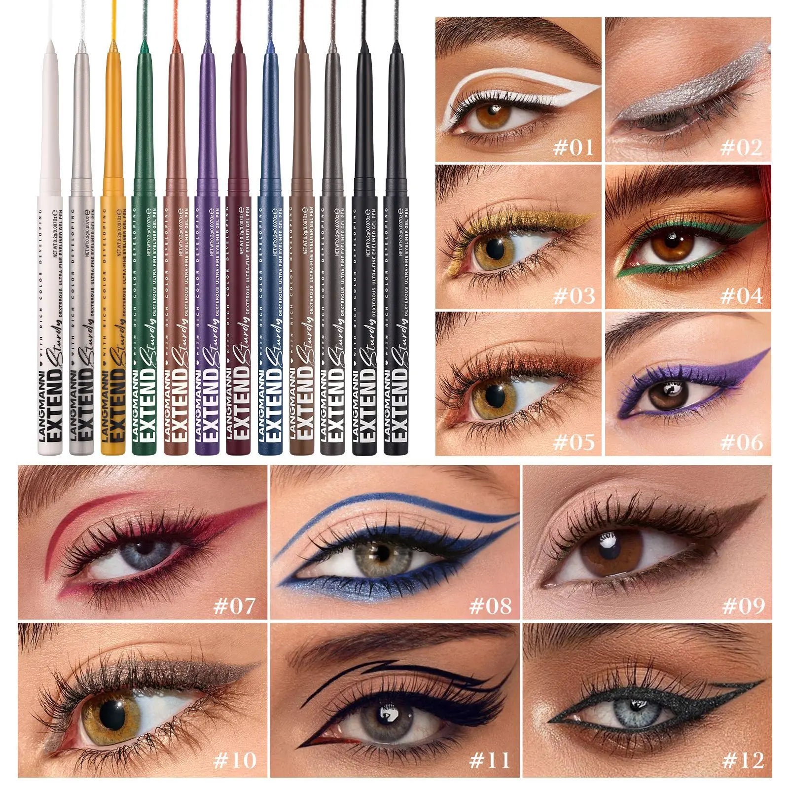 Matte Glitter Gel Eyeliner Pencil Smooth Waterproof Blue Purple Eyeliner Fast Dry Matte Eye Liner Pen Long Lasting Eyes Makeup