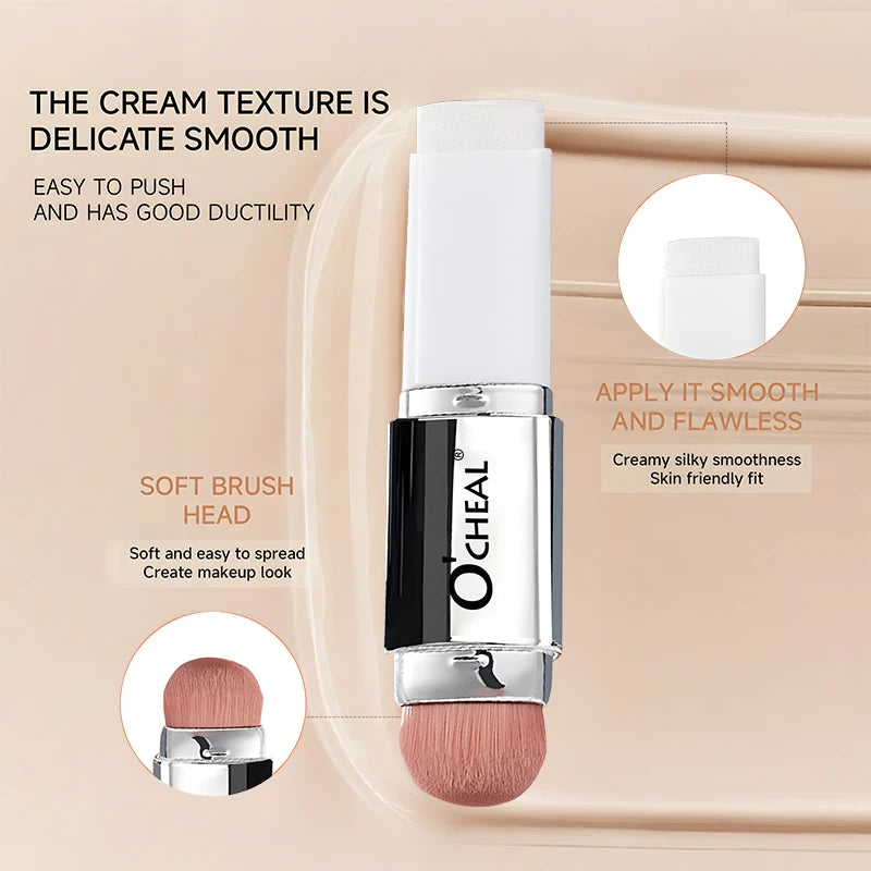 O'CHEAL Temperature Changing Foundation Stick Facial Coverage Blemishes Pores Double-Headed Face Matte Makeup Foundation Cream