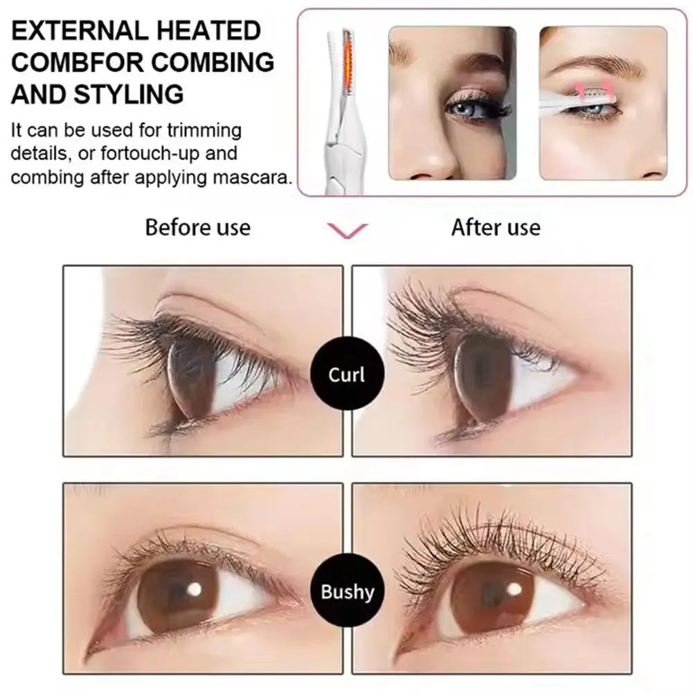 Heated Eyelash Curler for Women Mini USB Rechargeable Finalize Eyelash Tool for Makeup Natural Curling Eye Lashes For Women