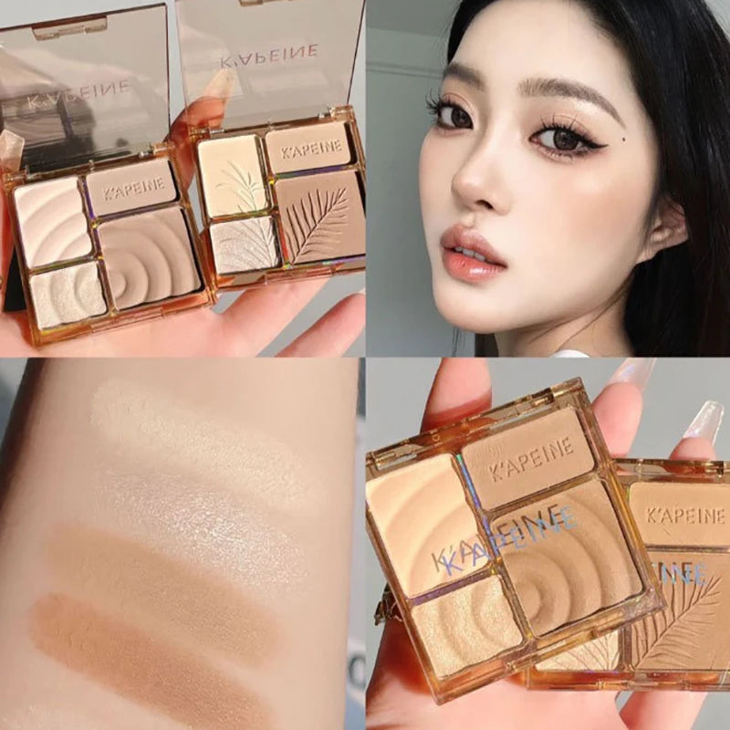 4Colors Matte Highlighter Contour 3D Facial Bronzer Brightening Glitter Highlight Palette Eye Shadow Nose Powder Makeup Cosmetic