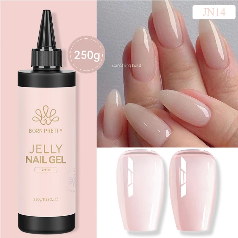 BORN PRETTY 250g Light Pink Jelly Gel Nail Polish Nude Milky White Peach Translucent Color UV LED Soak Off Nail Salon Varnish