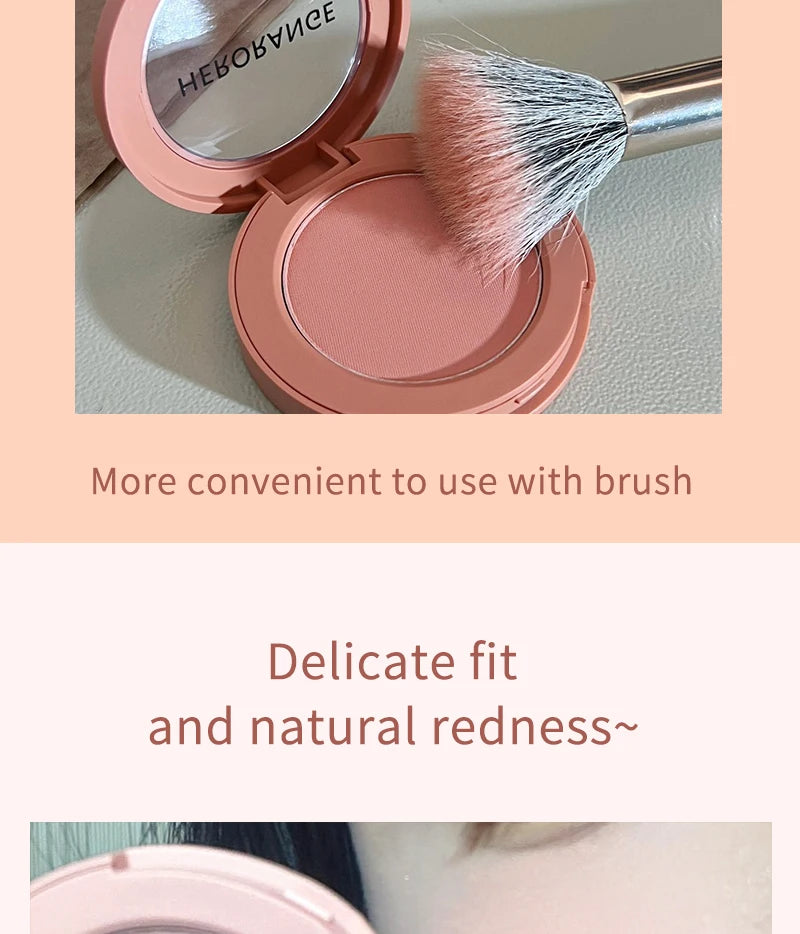 HerorangeHR402 Serbuk Serbuk Monokrom Kalis Air Panjang Tahan Lama Plat Peach Orange Kabus Lembut Lembut Matte Semulajadi Blush