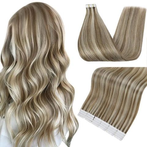 Full Shine Tape In 100% Remy Human Hair Straight Double Sided Blonde Comfortable Silky Natural Tape ins For Women