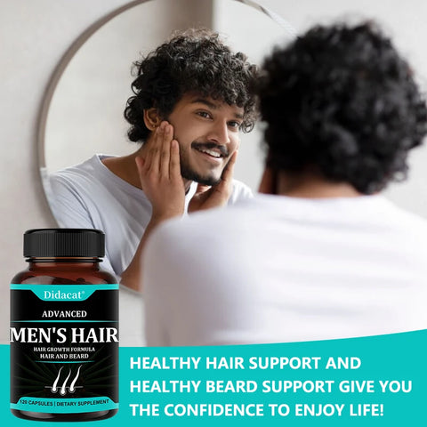 Hair Growth Vitamins for Men - Hair Regrowth & Beard Growth Supplement for Fuller, Thicker Hair with Biotin & Saw Palmetto
