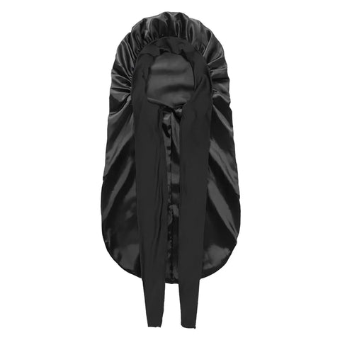 Extra Large Hair Long Silk Bonnet Cap With Elastic Satin Hair Band Comfortable Head Cover Night Sleep Hat For Sleeping Shower