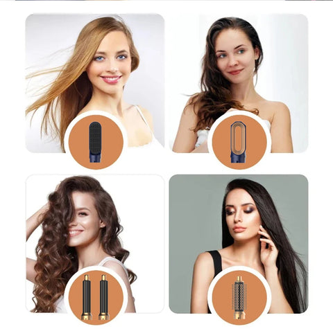 5 In 1 Hair Dryer And Styler Set Professional Hot Air Brush With Curling Iron And Hair Straightener
