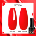 MEET ACROSS 7ml Red Blue Green Metallic Gel Nail Polish Super Bright Mirror Effect Semi Permanent LED UV Gel Nail Art Varnish
