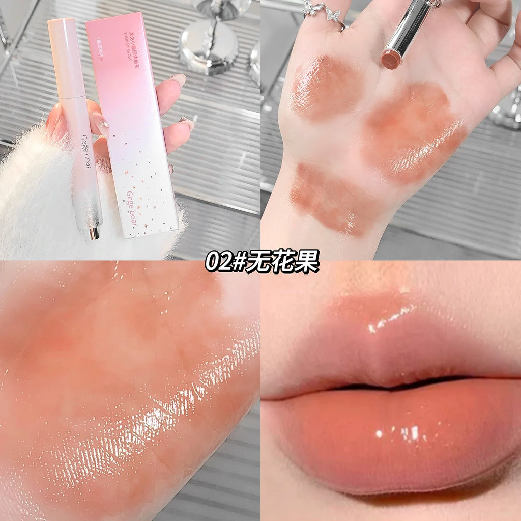 Jelly Solid Lip Gloss Cute Hydrating Mirror Red Brown Lipstick Clear Moisturizing Lips Tint Nature Nude Lip Makeup Cosmetics