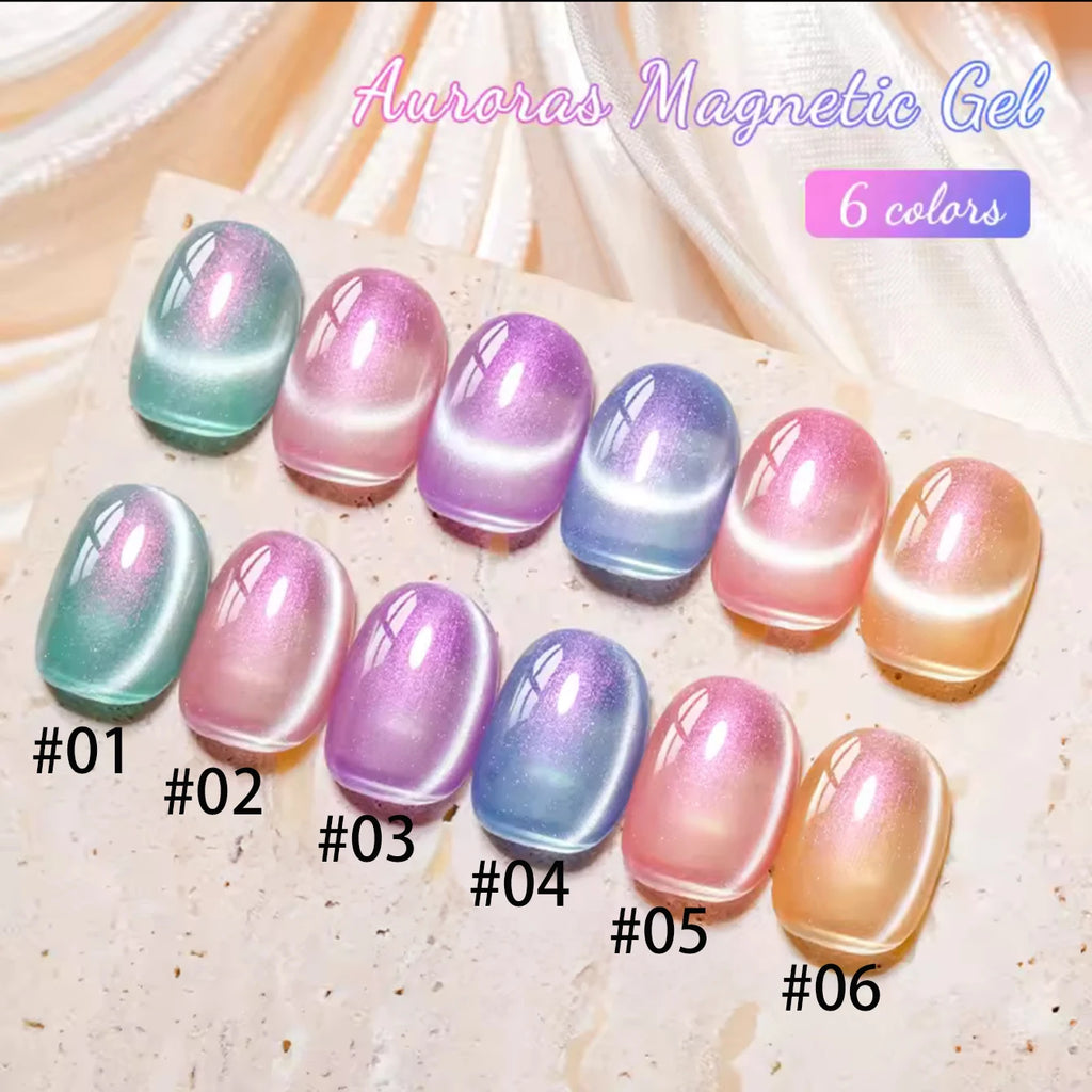 12ML 1-6PCS Popular Winter Internet Celebrity Hot-selling Northern Lights Cat Eye Magnet Gel Nail Polish Nail Art Nail Supplies
