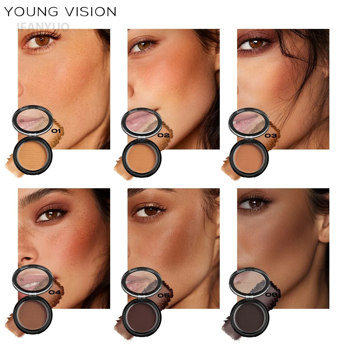 Waterproof Contouring Powder Palette Matte Finishing Bronzer Hairline Modify Nose Shadow Buildable Coverage for All Skin Tones