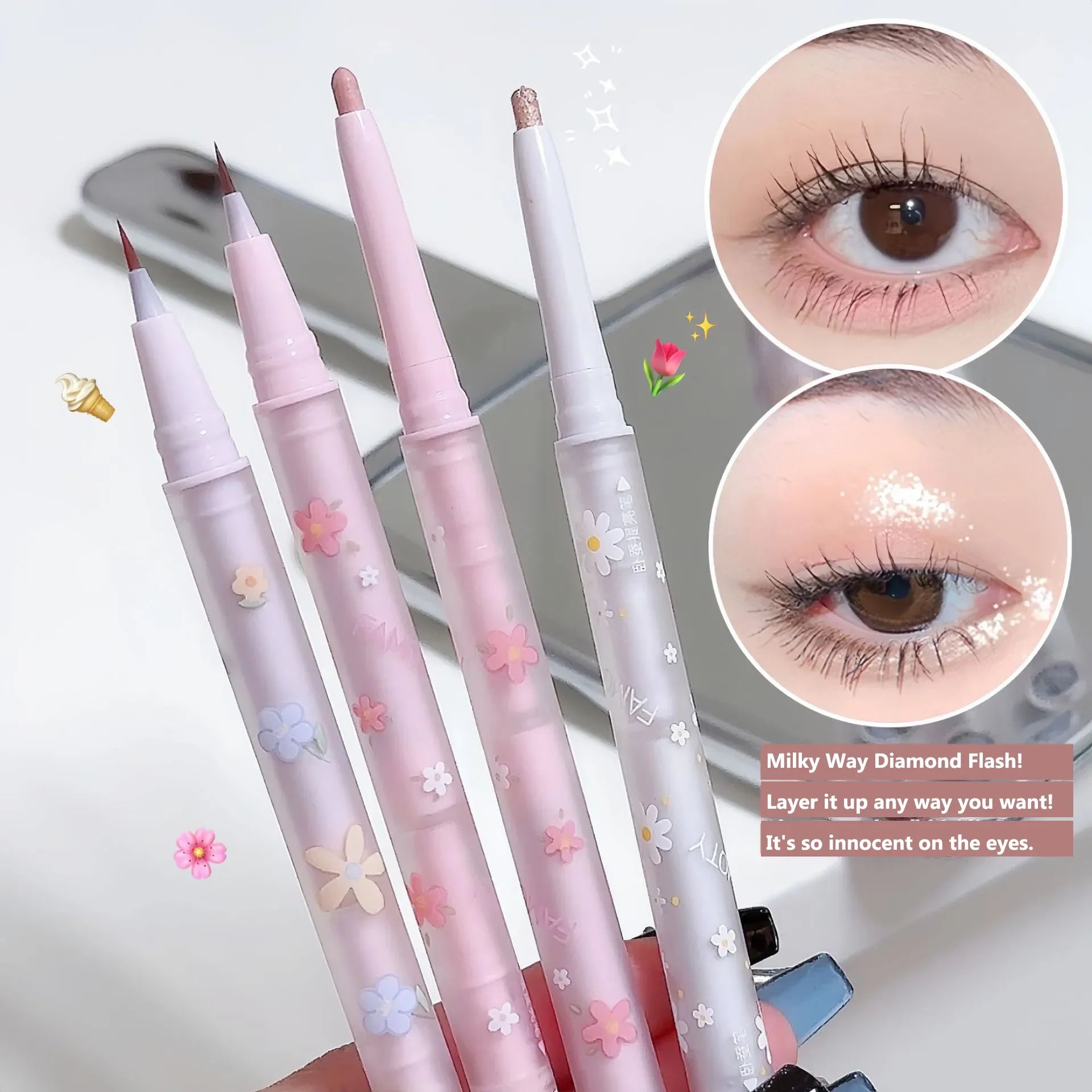 Double Head Lying Silkworm Eyeliner Liquid Down To Shadow Pencil Eye Highlighting Eyeshadow Stick Natural Big Eye Makeup Gel Pen