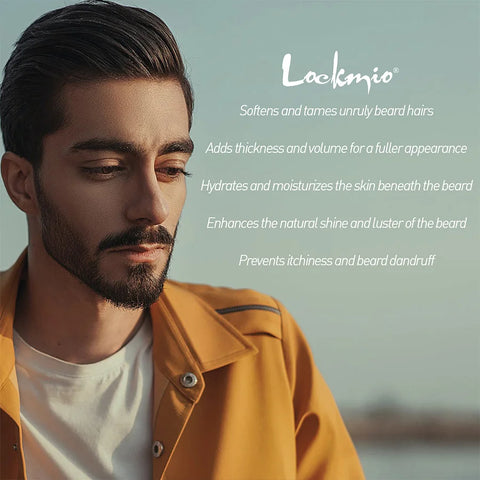 LOCKMIO Natural Shea Butter Beard Blam Wax 4pcs Set Moisturizing Smoothing Soften Styling Professional Beard Care Cream