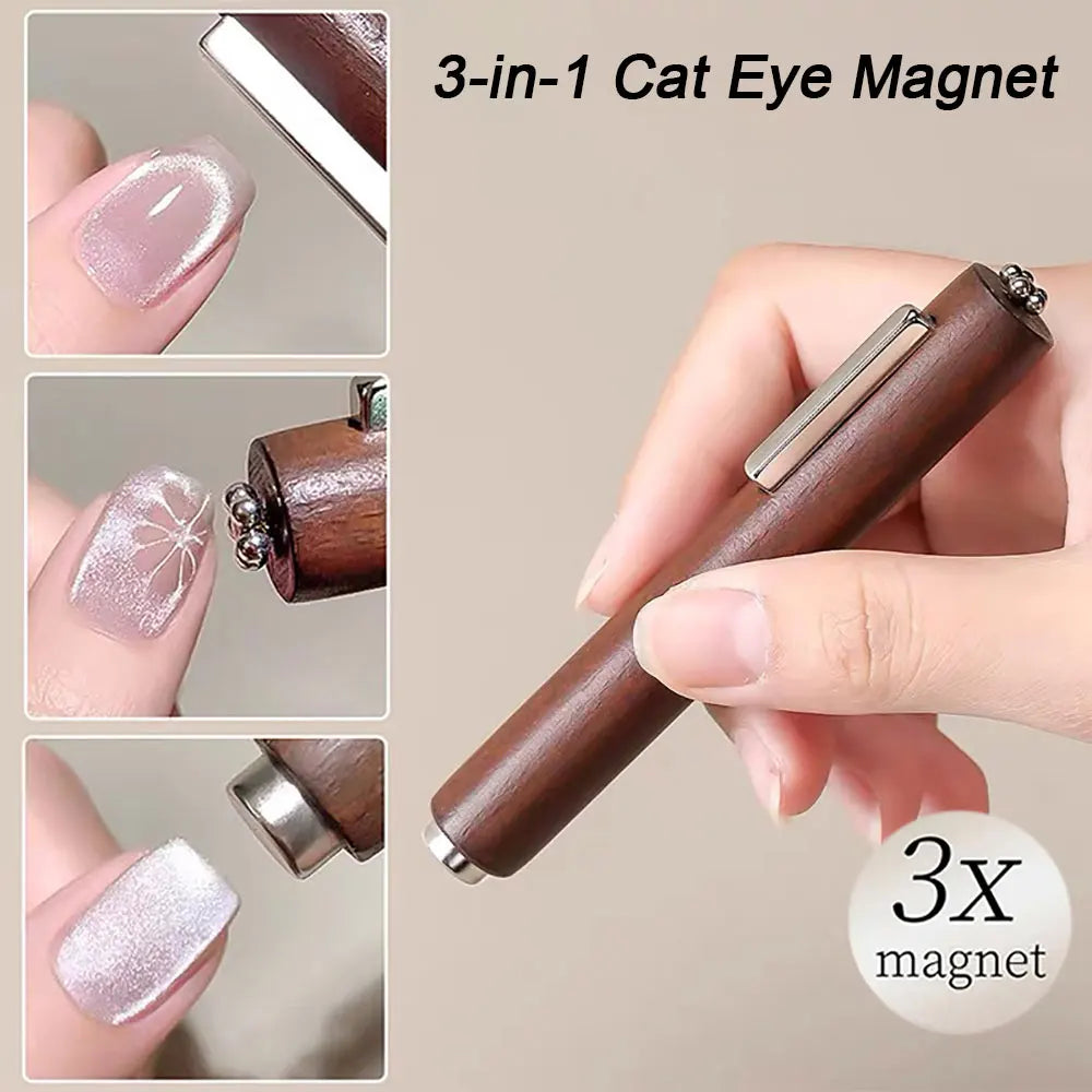 3pcs Pink Cat Eye Gel Nail Polish & Magnet Tools Set 1ja(0.34oz ) Magnetic Cats Eye Nail Gel UV Semi-permanent Varnish Nail Supp