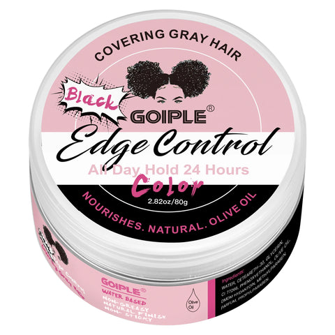 GOIPLE Edge Control Gel for Covering Gray Hair Filling In Thin Areas Black Styling Wax Strong Hold Broken Hair Finishing Pomade