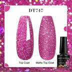 MEET ACROSS 7ml Red Blue Green Metallic Gel Nail Polish Super Bright Mirror Effect Semi Permanent LED UV Gel Nail Art Varnish