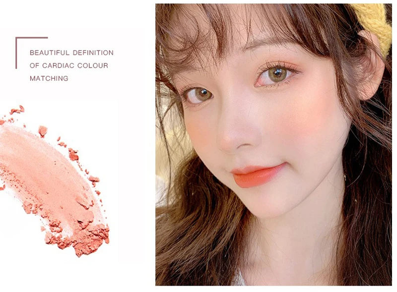 3D Orange Highlighter Embossed Blush Palette Long-Lasting Shimmer Powder Pink Coral Rouged For Cheeks Eyes Smooth Cosmetics
