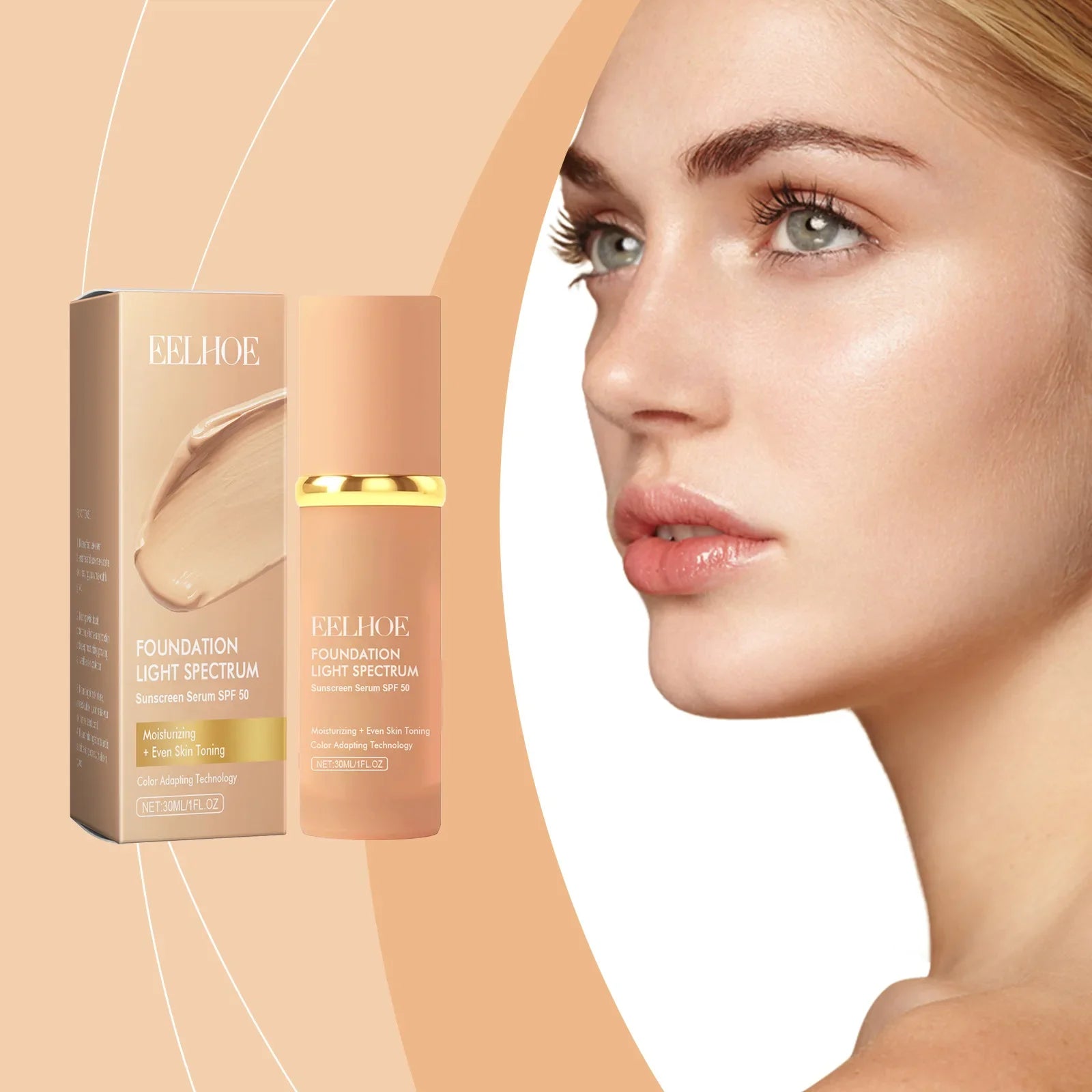 4-in-1 Foundation Liquid SPF 50+ Full Coverage Concealer Long-lasting Waterproof  Professional Concealing Face Dark Circle