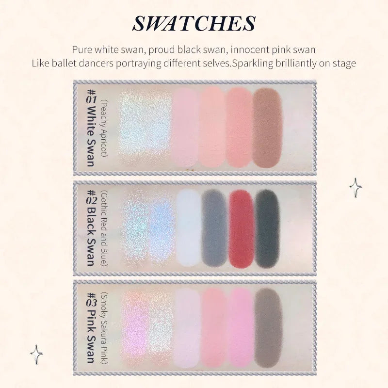 Flower Knows Makeup Swan Ballet Eyeshadow Palette Natural Nude Matte Shimmer Strawberry Cupid Glitter Pigment Eye Shadow Pallete