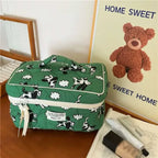 Square Shape Large Capacity Handbag Fashion PU PU Leather Makeup Bag Portable Handheld Toiletries Bag