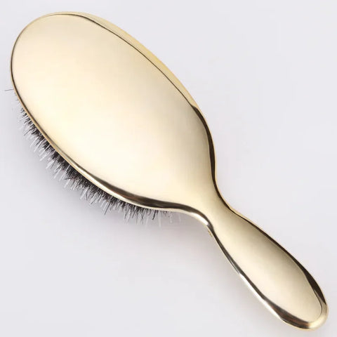 Luxury Gold And Silver Color Boar Bristle Paddle Hair Brush Oval Hair Brush Anti Static Hair Comb Hairdressing Massage Comb