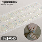 26Tips French Leopard Print UV Gel Toenail Sticker Bronzing Dye Gradient Cross-border Semi Baked Gel Nail Sticker UV Lamp Needed