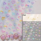 5D Gradient Love Gem Glitter Love Heart Colorful Cat's Eye Rhinestone Soft Self Adhesive Nail Art Stickers Shiny Manicure Decals
