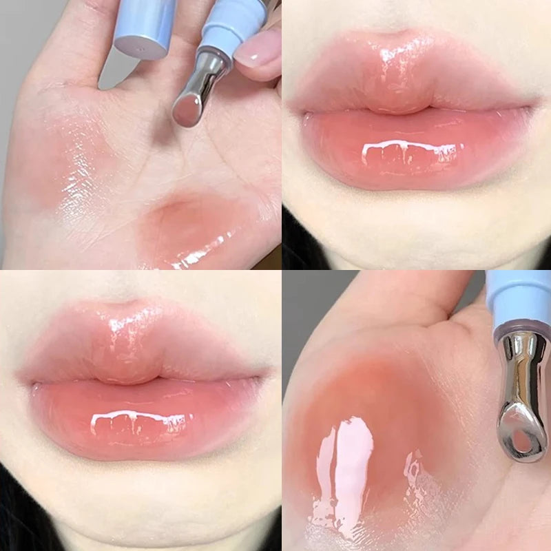Cappuvini Mirror Water Gloss Jelly Lip Gloss Lasting Non Greasy Metal Ice Clear Glass Lip Tint Moisturize Lip Essence Oil Makeup