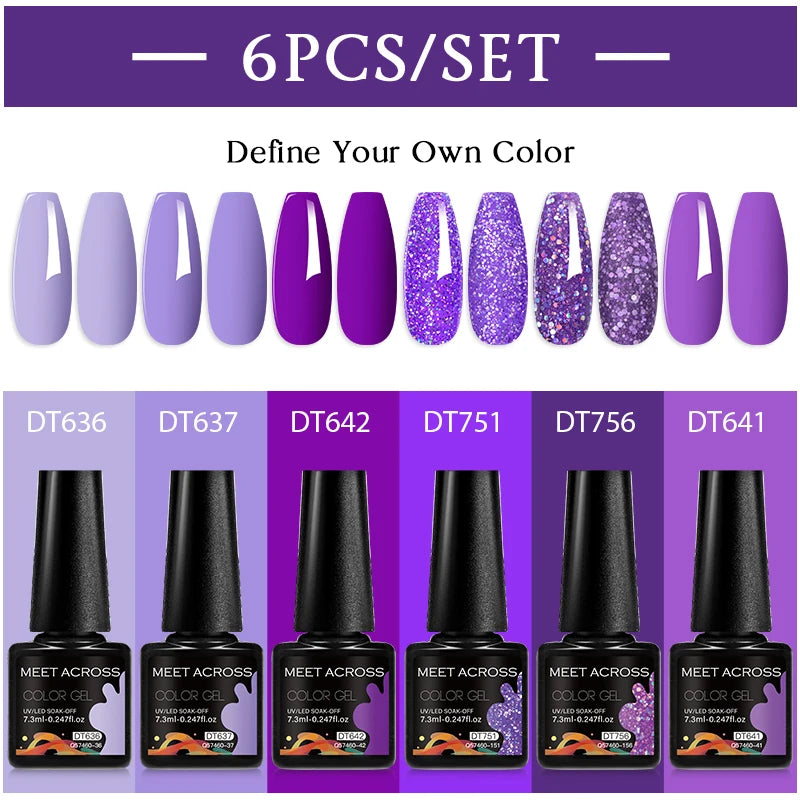 6pcs Nail Gel Polish Set Nude Pink Red UV/LED Nail Art Vernis Gel for Manicure Design All-Season Semi Permanent Quick Dry