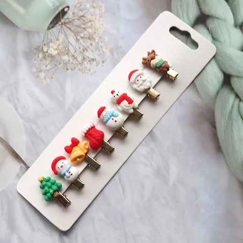 8/10Pcs/Set New Christmas Hair Clips for Women Girls Hair Accessories Party Barrettes Hairpins Kids Cosplay Headwear