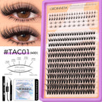 GROINNEYA Lashes Clusters Kit With Lash Bond And Seal And Eyelash Tweezers Waterproof Strong Hold DIY Lash Extension Kit Makeup