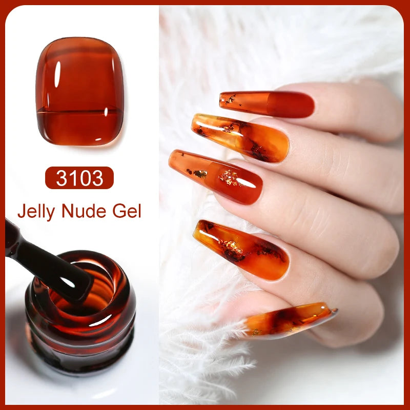 Arte Clavo Transparent Nude Pink Color Jelly Gel Nail Polish Semi Permanent 15ml Top Coat Soak Off UVLED Varnish Nail Art Design