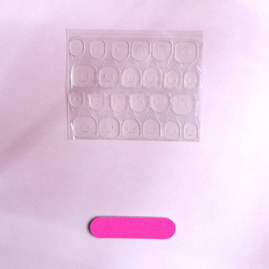 24 PCs Short Square French Heart Simple Nails with 1 Jelly Glue and 1 Nail File