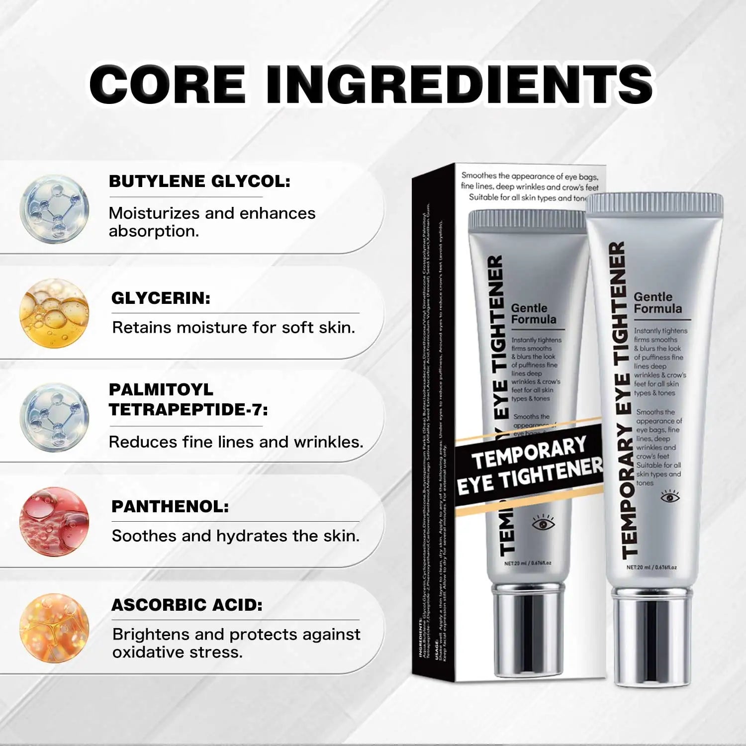 Fast-Acting Eye Tightening Cream Primer Eye Firming Cream Smooth Fine Line Facial Makeup Primer for Women Eye Care 20ML