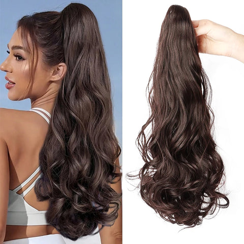 WIGSIN 22Inch Synthetic Long Curly Ponytail Hair Extension Claw Clip in High Temperature Fiber Hairpiece for Women