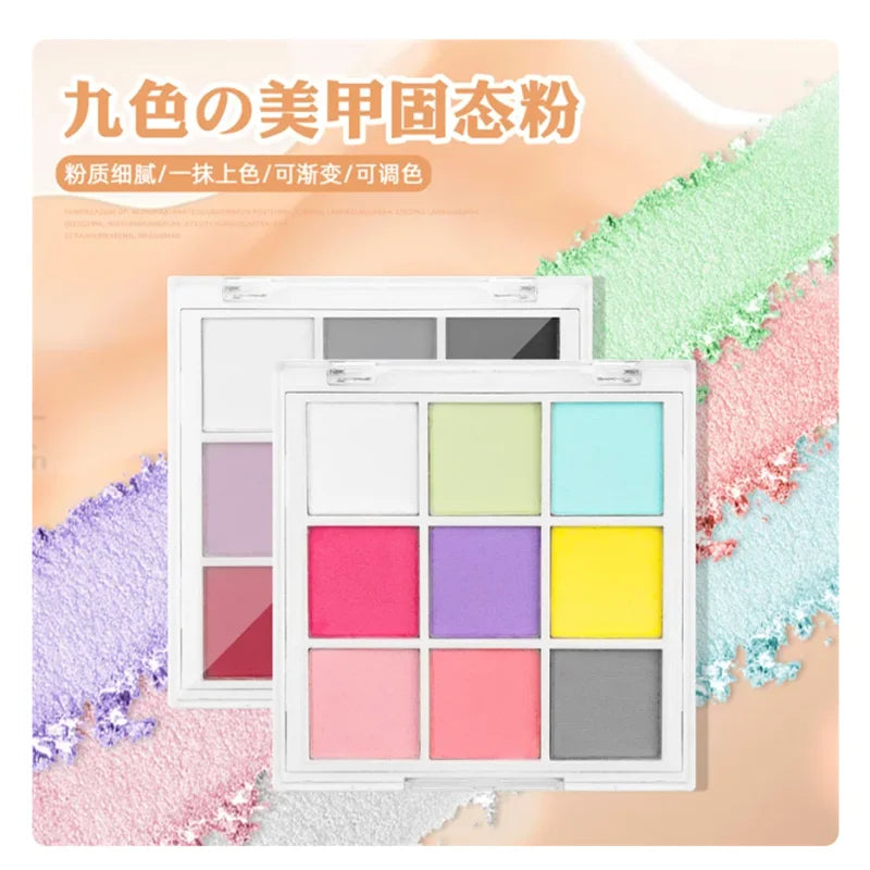 9Colors Solid Patting Nail Powders UV Polish Decoration Shimmer Fine Glitter Gradient Matte Pat Pat Manicure Polish Deco Powder