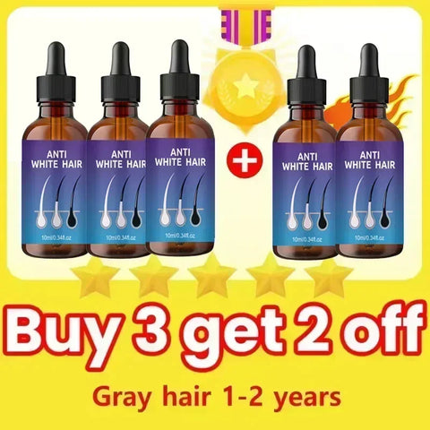 Gray to Black Hair Transformation Promote growth Anti white hair serum Reverses Graying Nourishes Scalp & Follicles