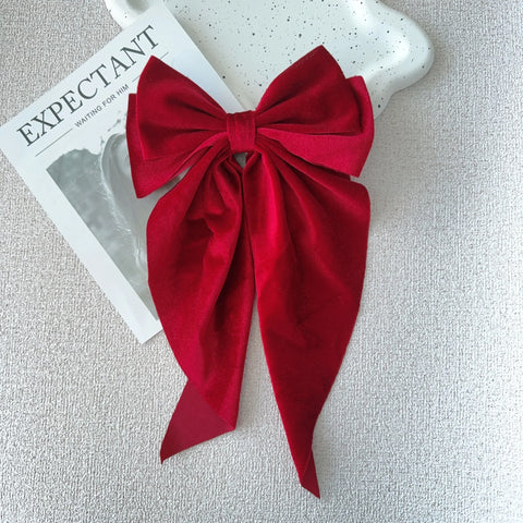 Christmas ins Velvet Bow Hair Clip temperament Women Fashion Solid Bowknot Satin Hairpin Girls Ponytail Clip Hair Accessories