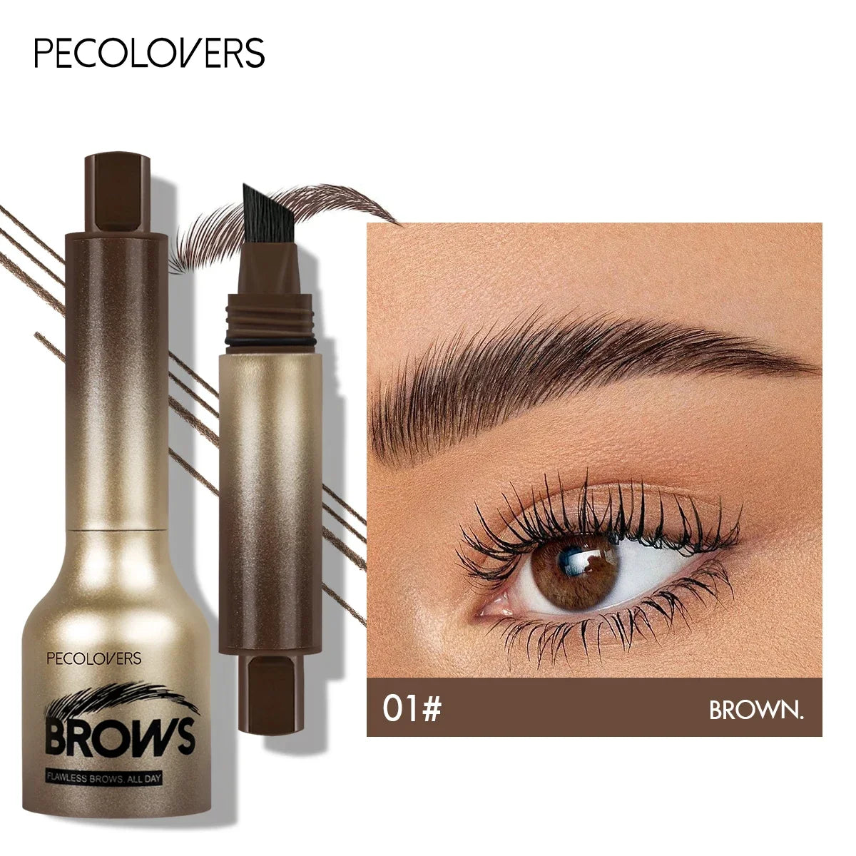1pc 3D Wild Eyebrow Pencil Microblading Eyebrow Tint Pen Square Angled Brush Brow Dye Cream Anti-smudge Waterproof