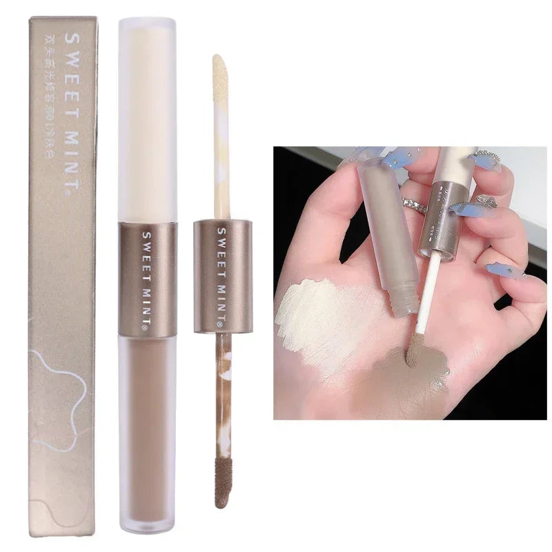 Double Head Face Contouring Stick 2 in 1 High Gloss Grey Brown Matte Nose Shadow Cream Brighten Highlighter Face Bronzer Makeup