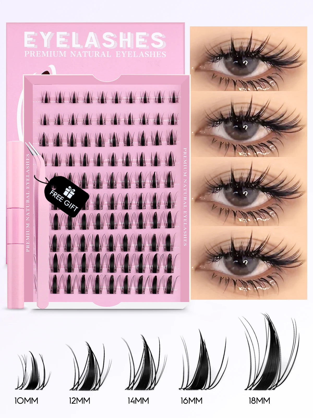 GROINNEYA Cluster Lashes Kit Manga Lashes Natural Eyelash extension Cluster Natural Volume Individual Lashes Mixed Tray Lashes