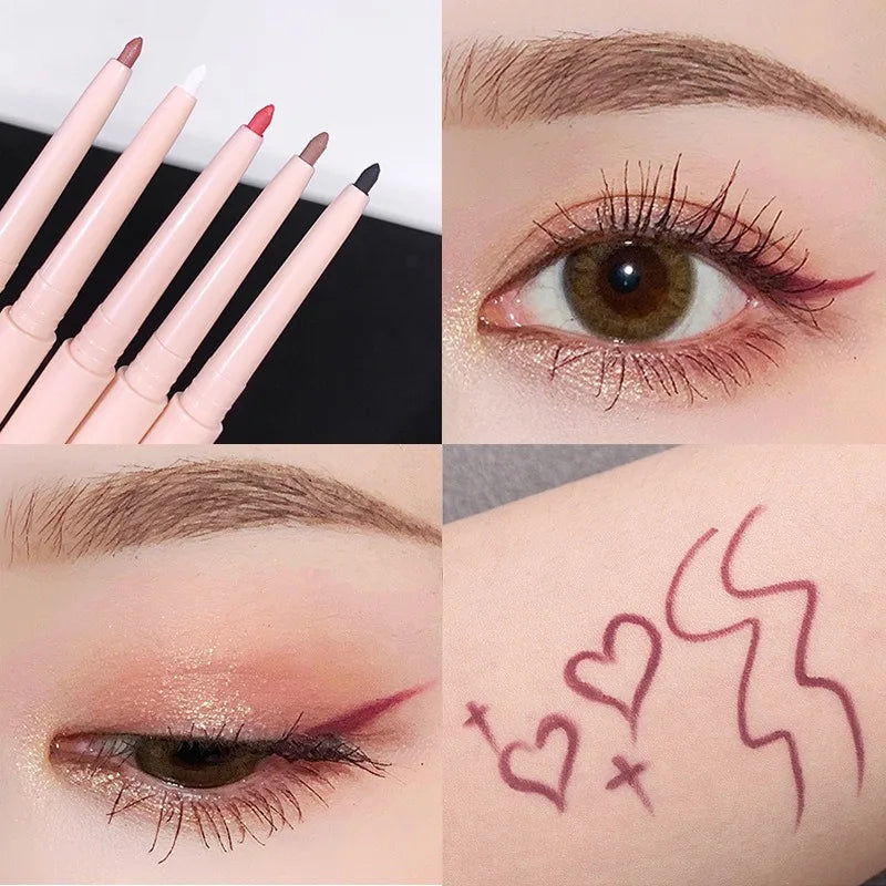 Matte Red Brown Eyeliner Gel Pencil Ultra-thin Long Lasting Quick Dry Smooth Eye Shadow Lying Silkworm Pen Makeup Cosmetics