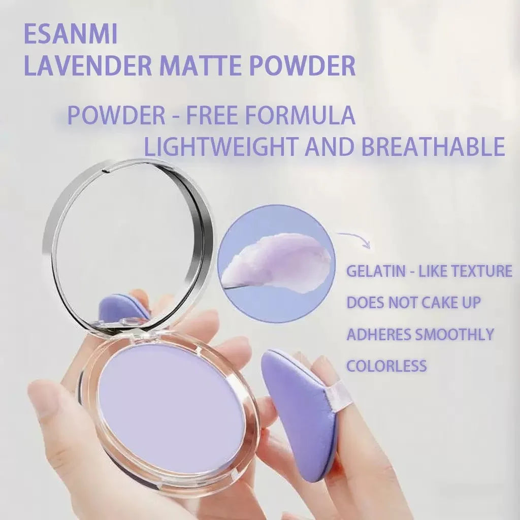 Lavender Pressed Powder Matte Powder Lasting Oil Control Full Coverage Face Compact Setting Powder Makeup Foundation Cosmetics