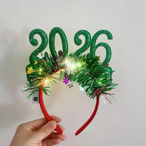 Christmas Hair Band Glowing Headband Xmas Tree Snowflake Hair Band Deer Horn Light Flashing Headwear Merry Christmas Gift