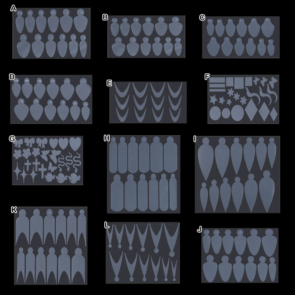 12 Pieces Crystal Nail Molds French Nail Stickers No Frosting No Paper Holder Reusable for French Manicure Extension Tool