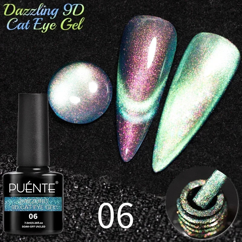 PUETNE 7.5ML Amber Moonlight Cat Magnetic Gel Nail Polish Winter Nails Jelly Glass Cat Eye Soak Off UV Semi-Permanent Varnish