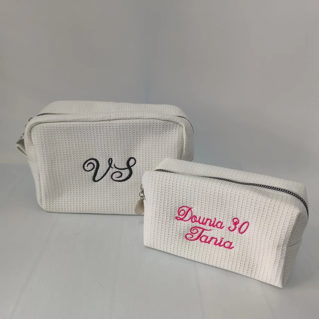New Waffle Cosmetic Bag, Personalized Monogrammed Toiletry Bag, Embroidered Make Up Bag,Bridesmaid Makeup Bag, Wedding Gifts