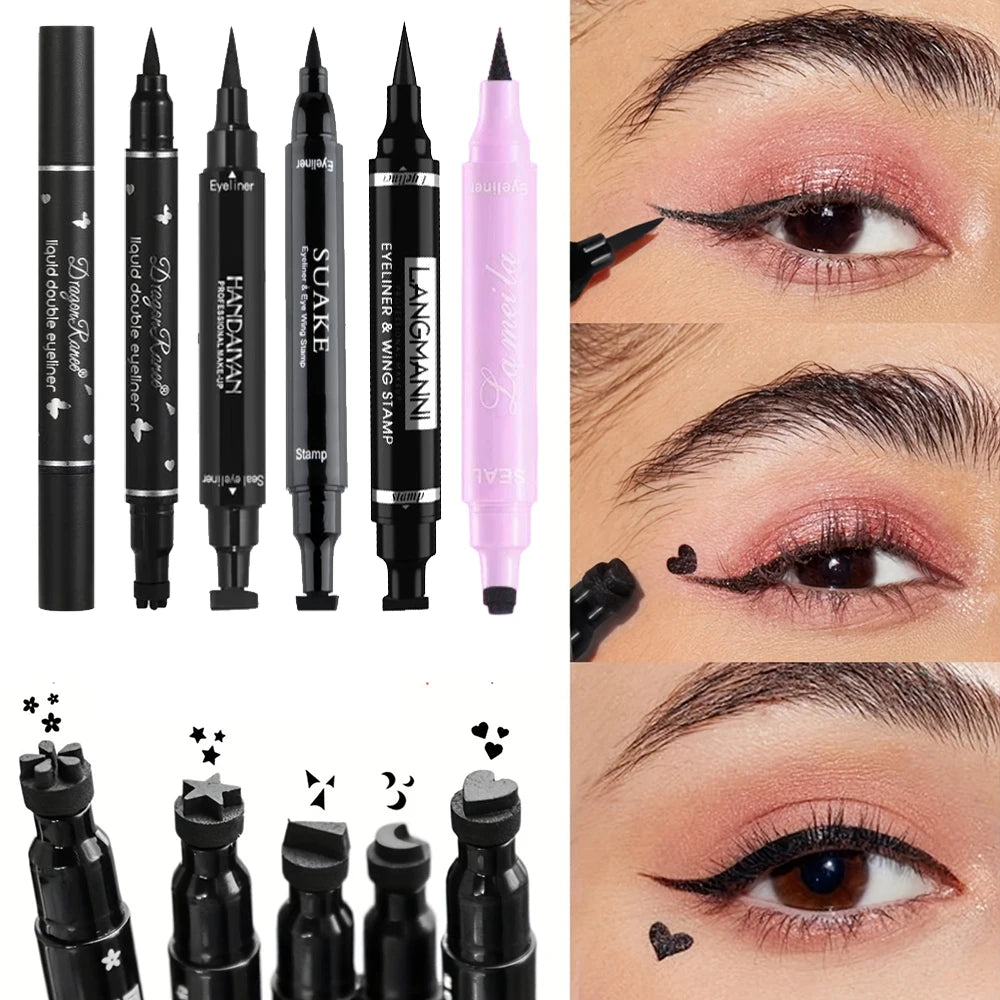 Black Eyeliner Stamp Triangle Dual-ended Liquid Eyeliner Waterproof Sweat-proof Quick Dry Eyeliner Makeup Seal Tool Cosmetics