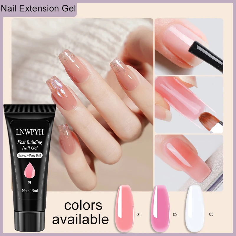Nail Extension Gel Set UV Varnish Nail Art Manicure Kit Full Manicure Set Slip Solution Nail Art Quick Extension Gel Tool Set